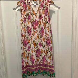 Floral Sleeveless Dress - Pink, Green, Orange